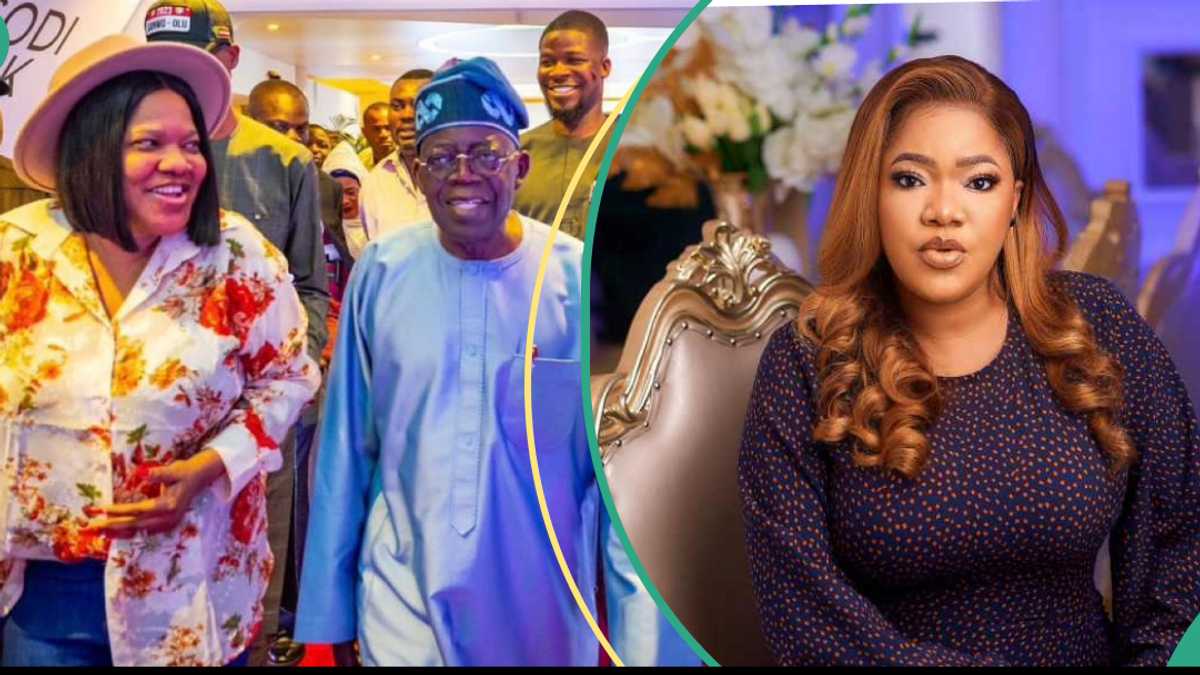 Toyin Abraham DMs X user to delete her viral picture with Tinubu used in a tweet, Nigerians drag her