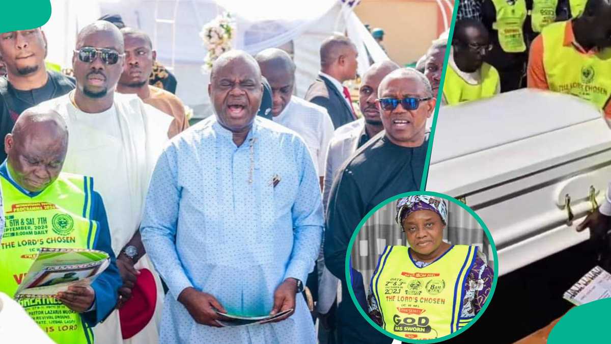 Obi Cubana, Peter Obi, Others Spotted As Lord’s Chosen Pastor Lazarus Muoka Buries His 2nd Wife, Joy